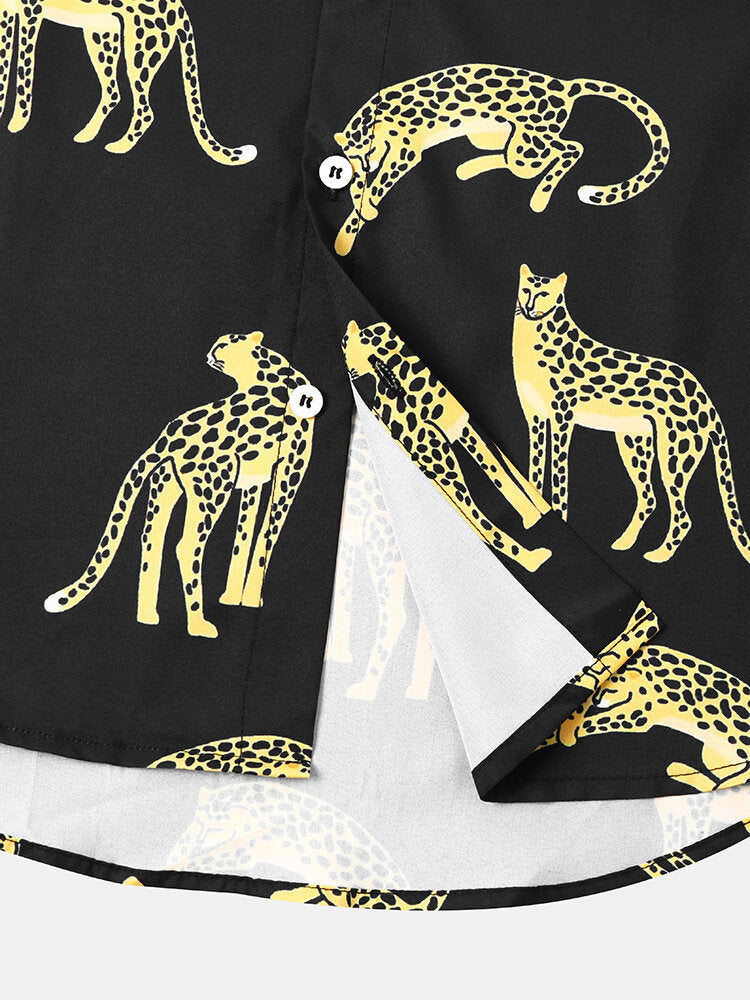 Men's Leopard Print Short Sleeve Shirt