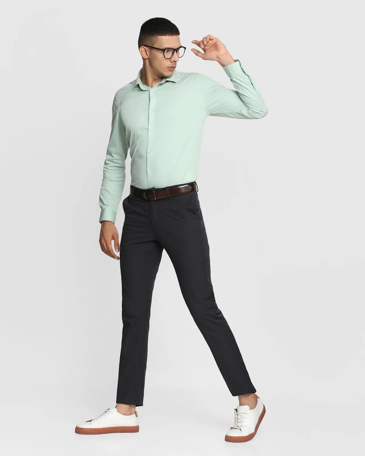 Solid formal shirt in light green