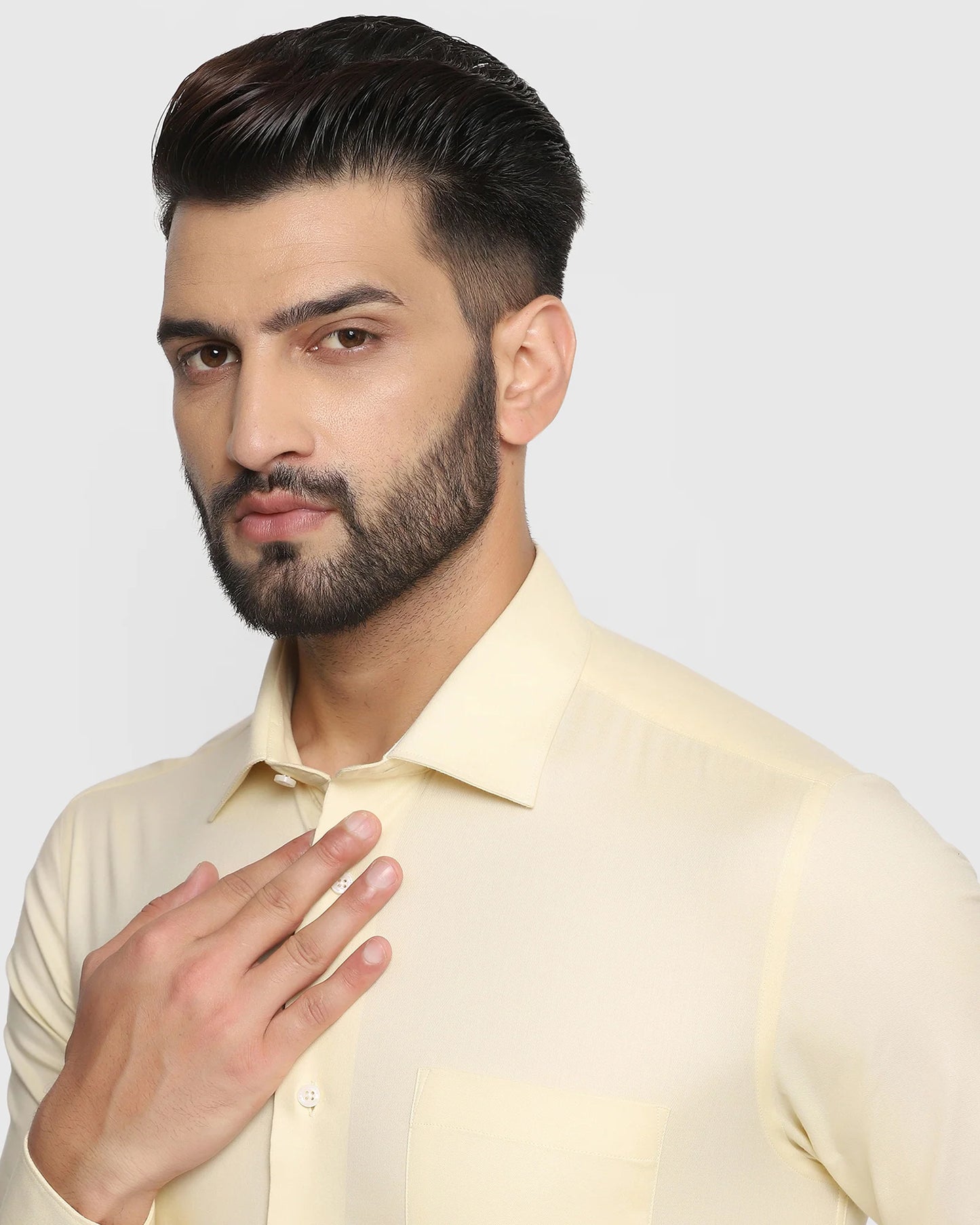 Solid formal shirt in lemon yellow