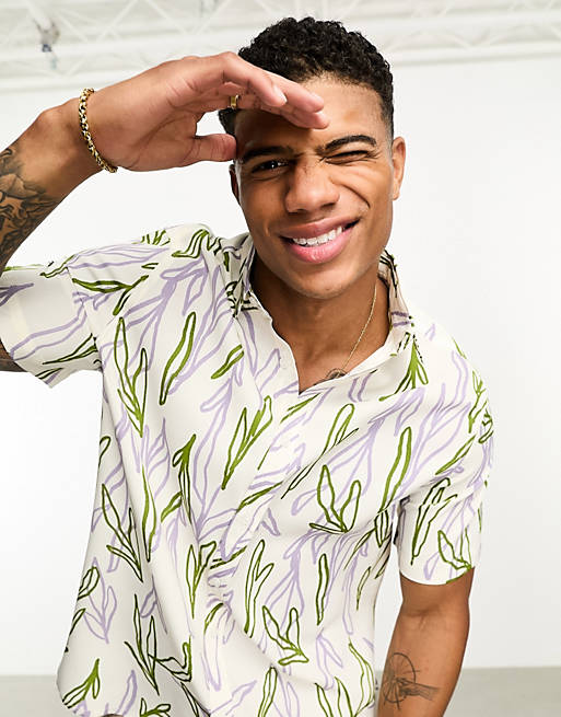 Shirt in scribble floral print