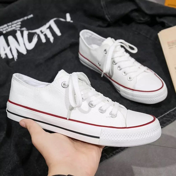 TRENDY MEN'S WHITE CANVAS SHOES