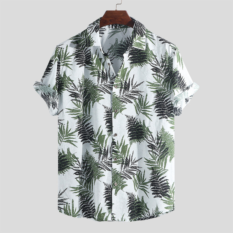 Hawaiian print short sleeve casual shirt