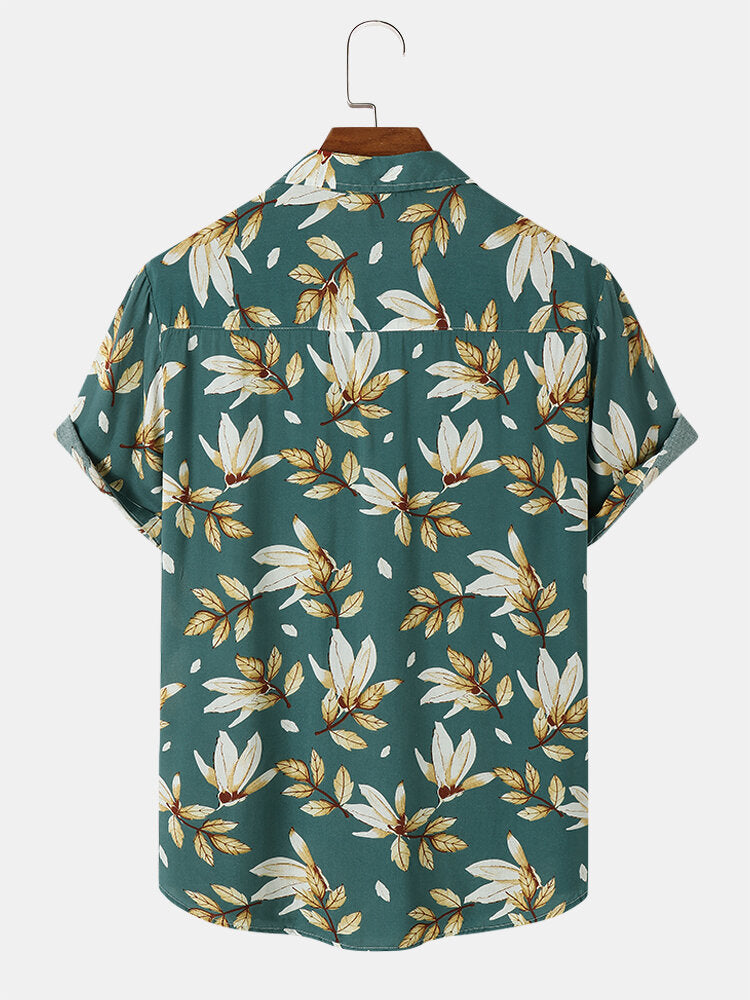 Floral Abstract Print Green Shirt