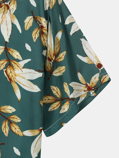 Floral Abstract Print Green Shirt