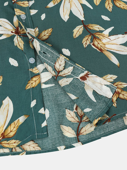 Floral Abstract Print Green Shirt