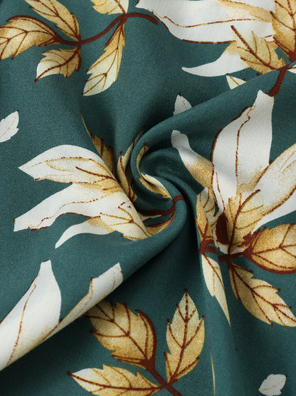 Floral Abstract Print Green Shirt