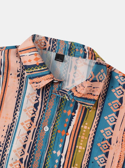 Striking Geometric Print Colorful Shirt