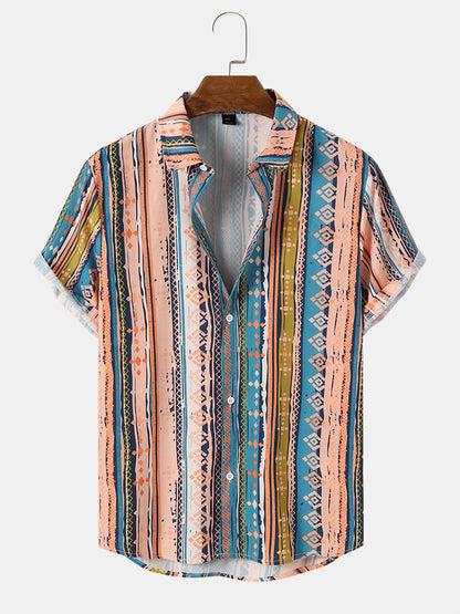 Striking Geometric Print Colorful Shirt