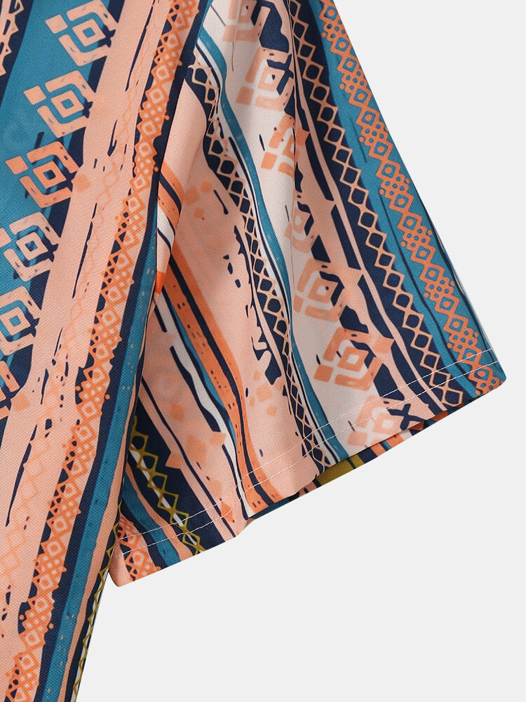 Striking Geometric Print Colorful Shirt