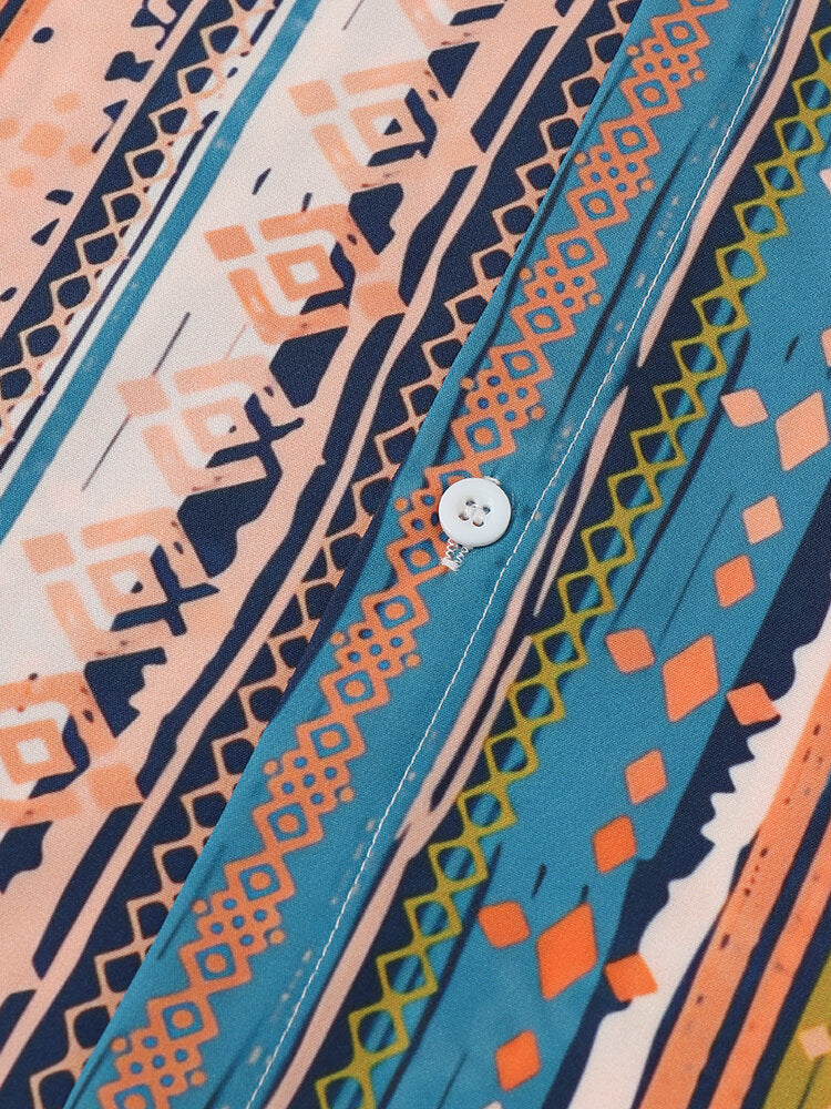 Striking Geometric Print Colorful Shirt
