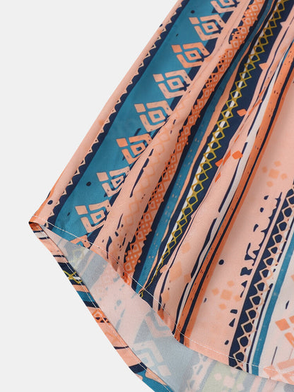 Striking Geometric Print Colorful Shirt