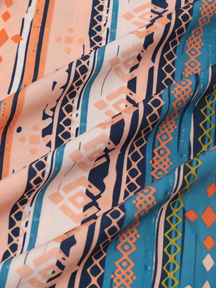 Striking Geometric Print Colorful Shirt