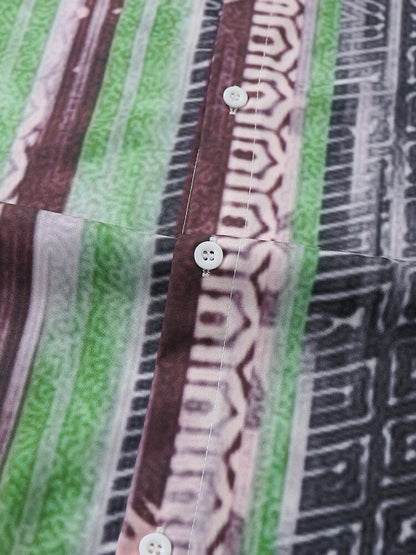 Striped Abstract Print Green Shirt