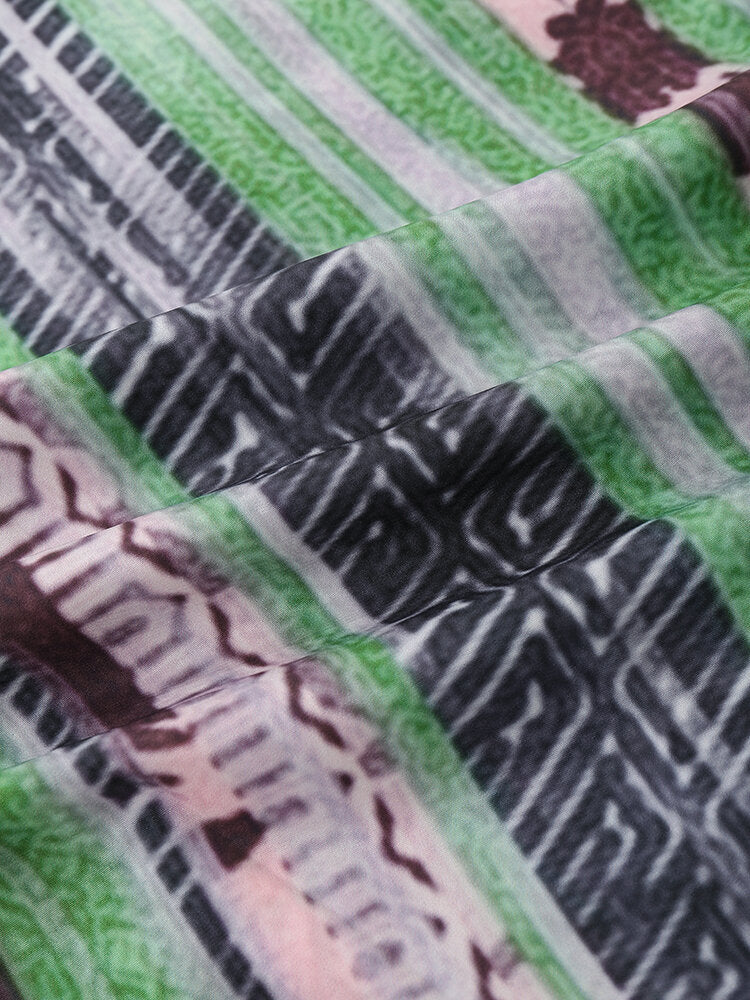 Striped Abstract Print Green Shirt
