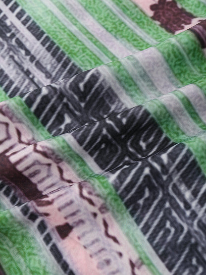 Striped Abstract Print Green Shirt