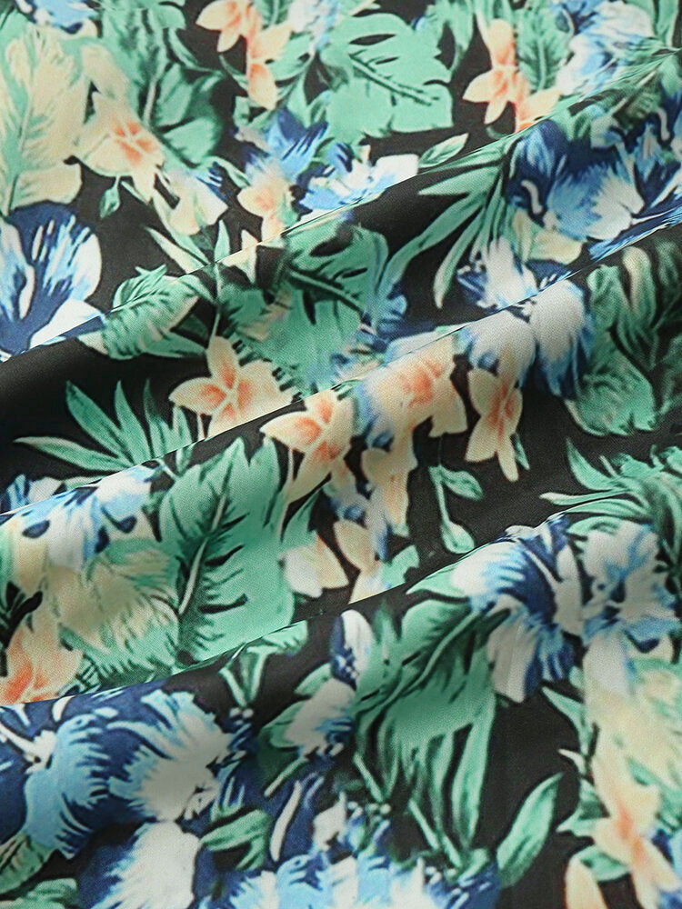 Floral Print Green Short Sleeve Shirt