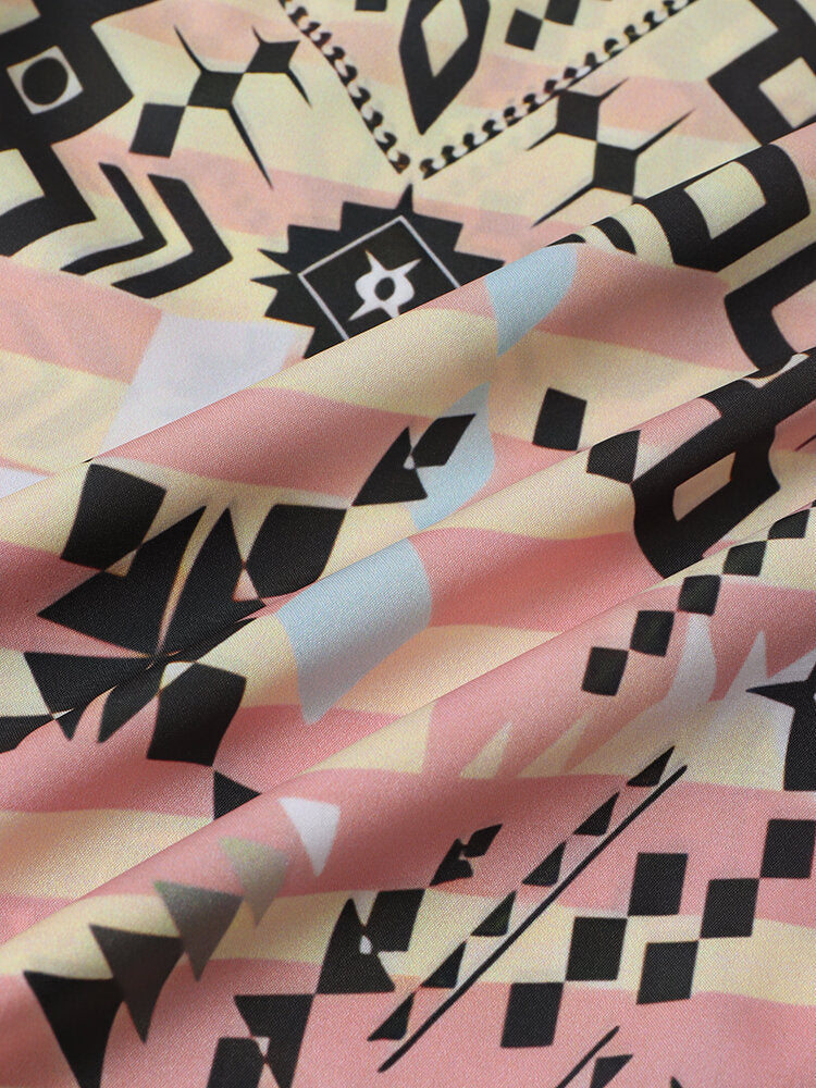Pastel Color Mesh Print Short Sleeve Shirt