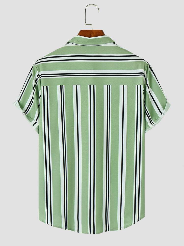 Striped Print Short Sleeve Shirt