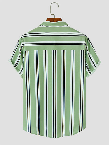 Striped Print Short Sleeve Shirt