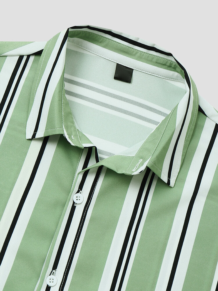Striped Print Short Sleeve Shirt