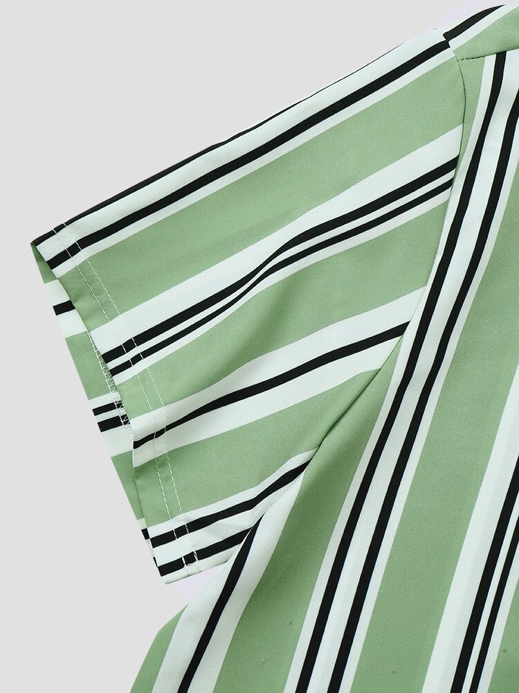 Striped Print Short Sleeve Shirt