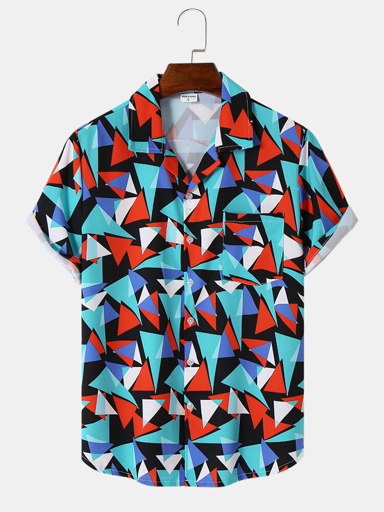 Color Blocked Blue Printed Shirt