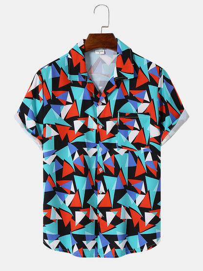 Color Blocked Blue Printed Shirt