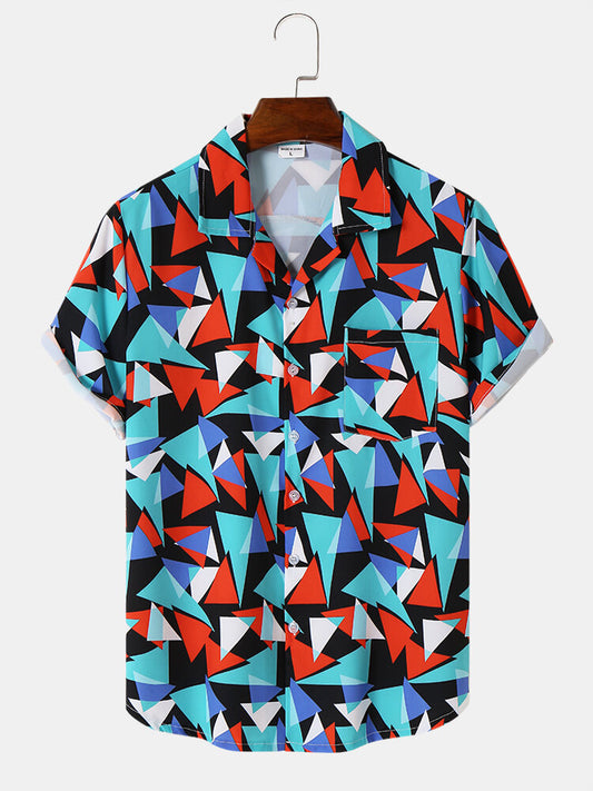 Color Blocked Blue Printed Shirt