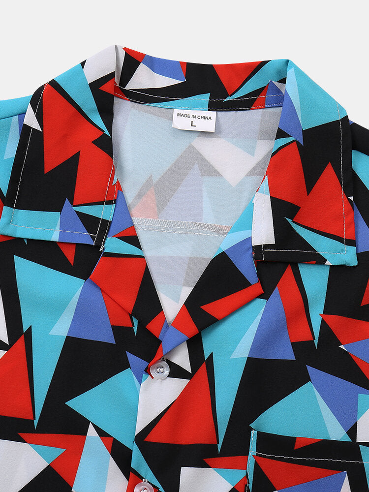 Color Blocked Blue Printed Shirt
