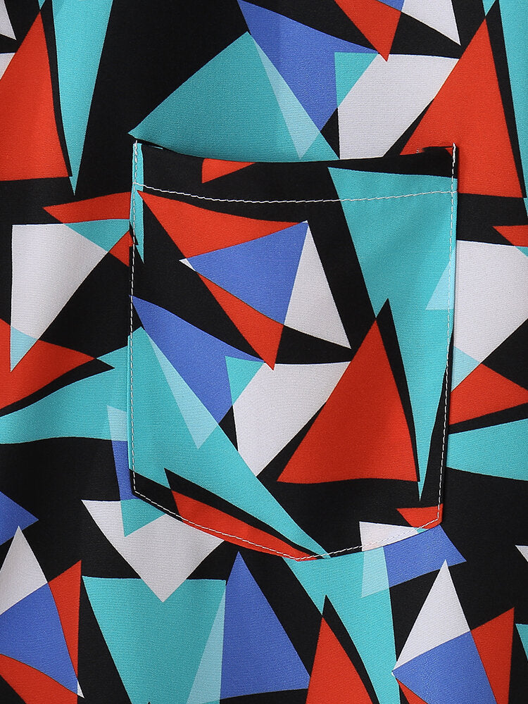 Color Blocked Blue Printed Shirt