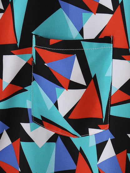 Color Blocked Blue Printed Shirt