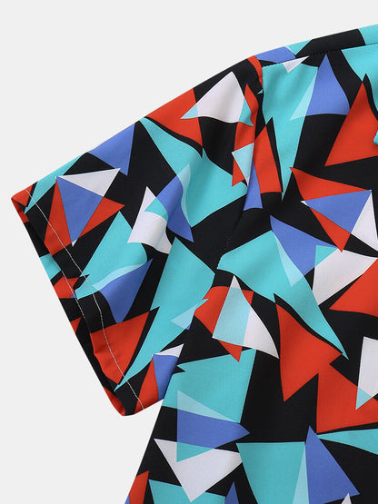 Color Blocked Blue Printed Shirt