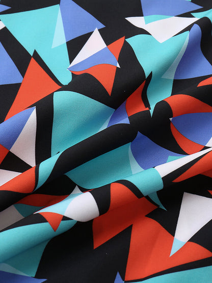 Color Blocked Blue Printed Shirt