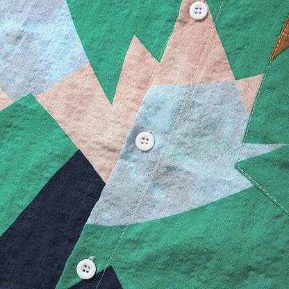Green Geometric Print Short Sleeve Shirt