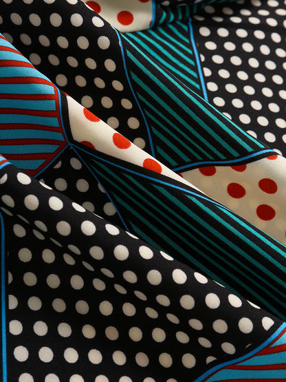 Dots and Geometric Print Short Sleeve Shirt