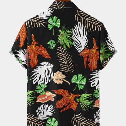 Black Base Leaf Printed Shirt