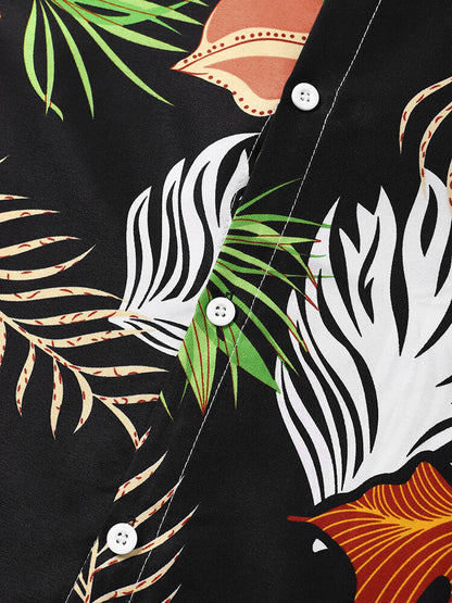 Black Base Leaf Printed Shirt