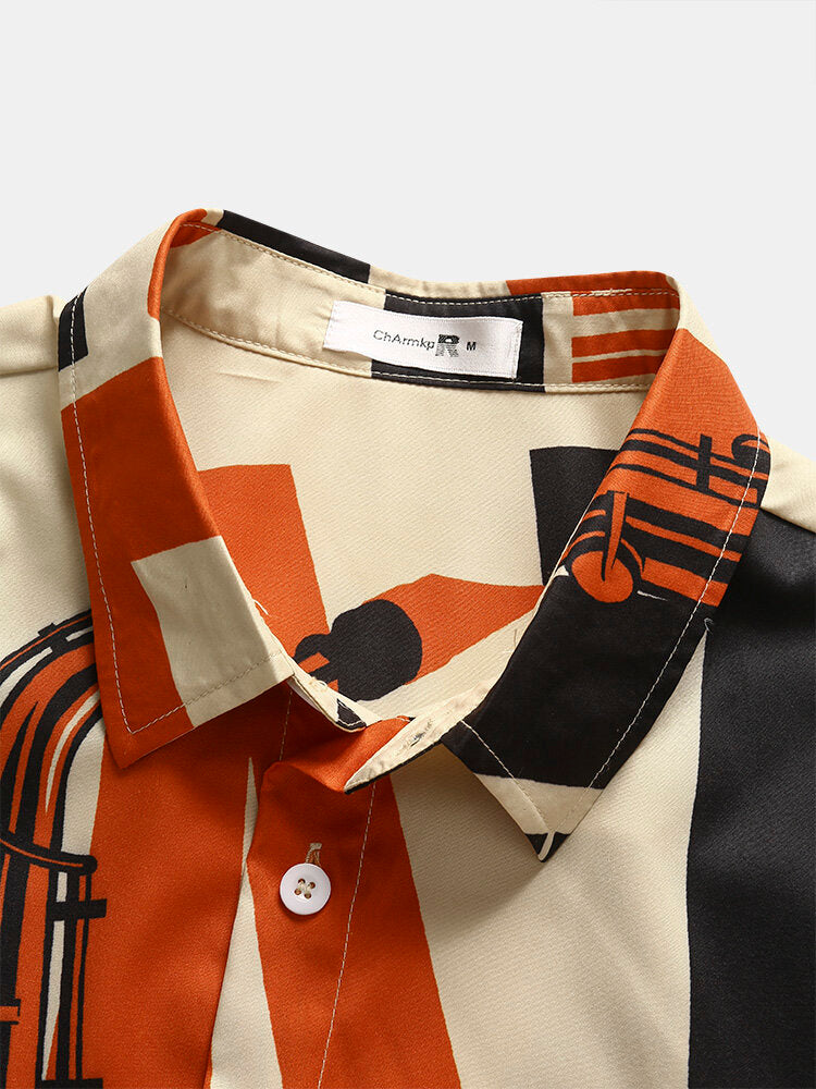 Good Old Music Printed Beige Shirt