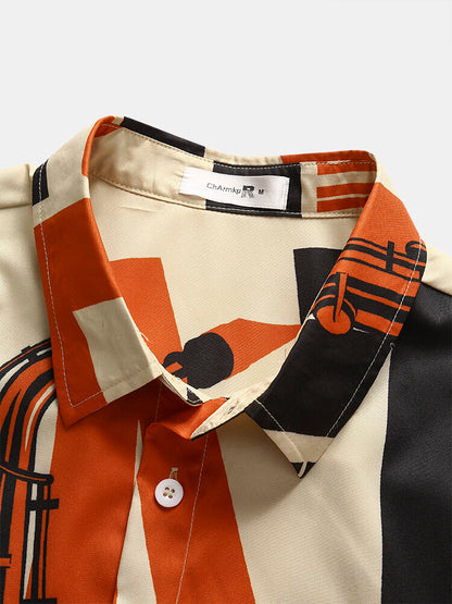 Good Old Music Printed Beige Shirt