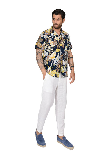 Tropical Leaves Short Sleeve Printed Shirt