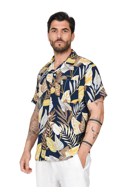 Tropical Leaves Short Sleeve Printed Shirt