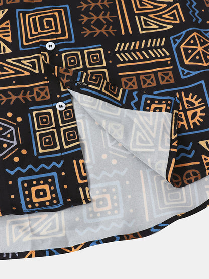 Ancient print multicolor short sleeve shirt