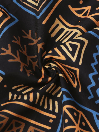 Ancient print multicolor short sleeve shirt