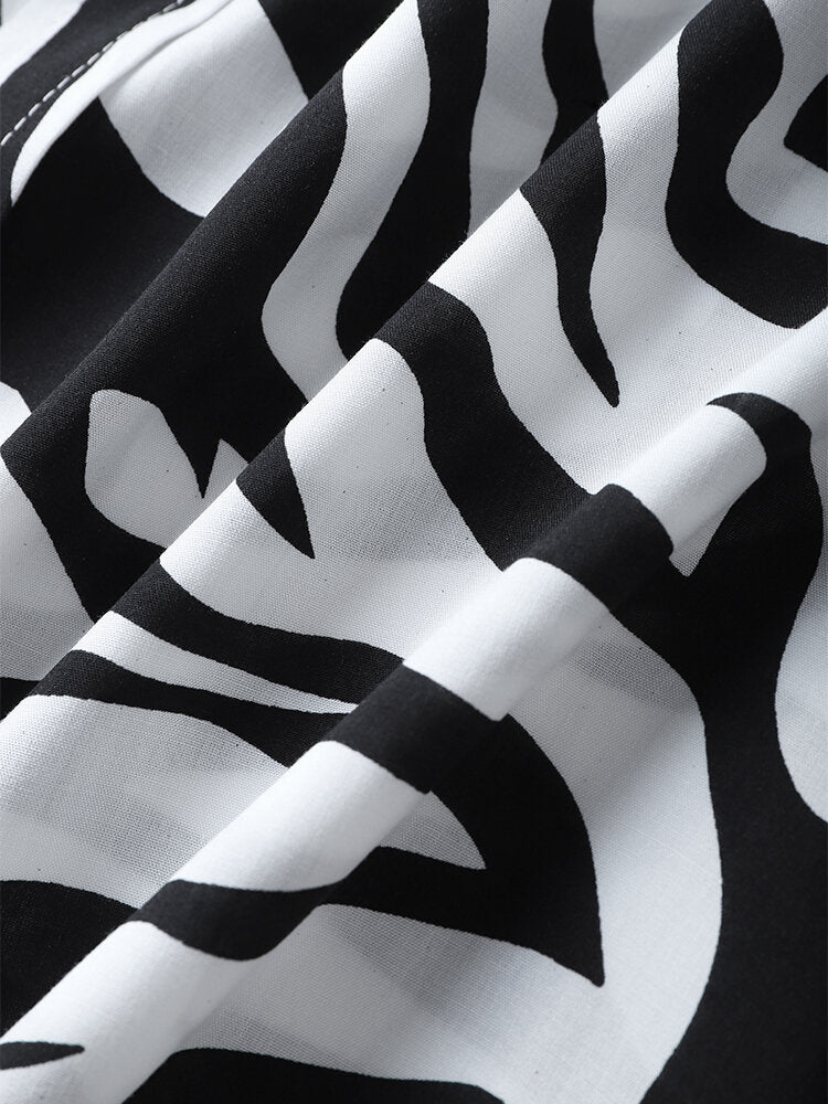 Black & White Tiger Print Short Sleeve Shirt