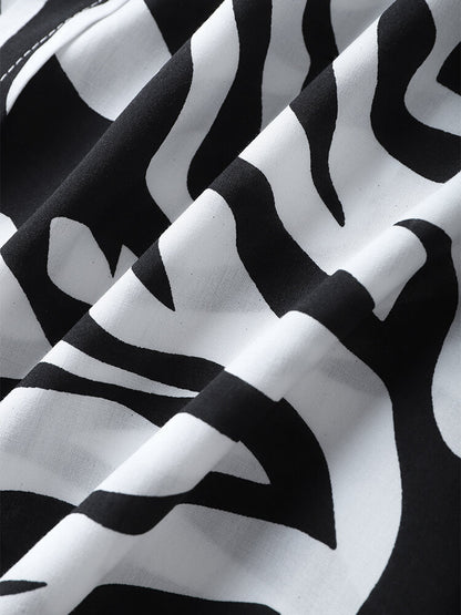 Black & White Tiger Print Short Sleeve Shirt