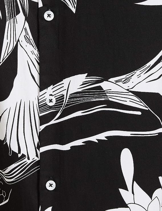 Cut-Leaf Black and White Printed Shirt