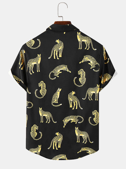 Men's Leopard Print Short Sleeve Shirt