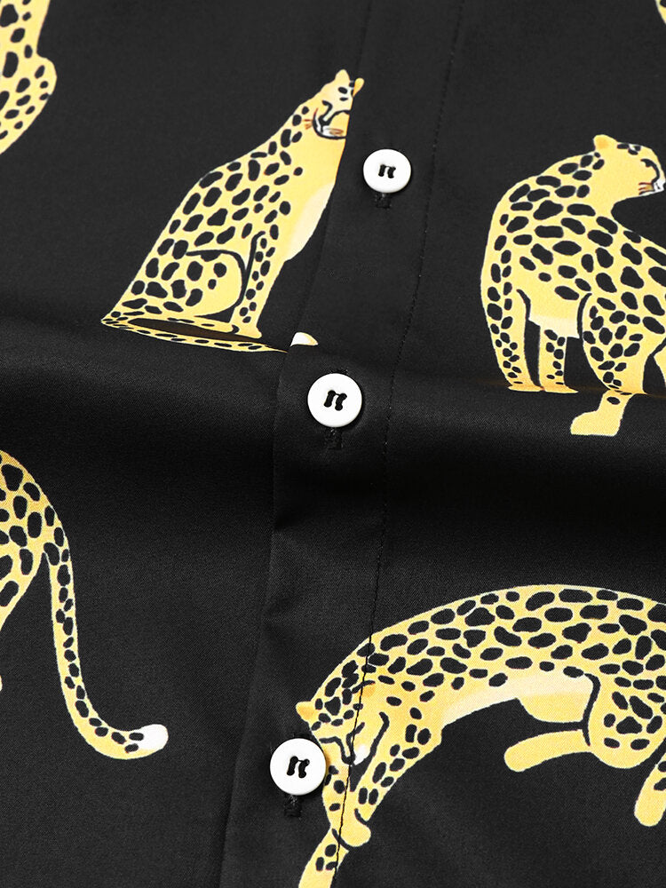 Men's Leopard Print Short Sleeve Shirt