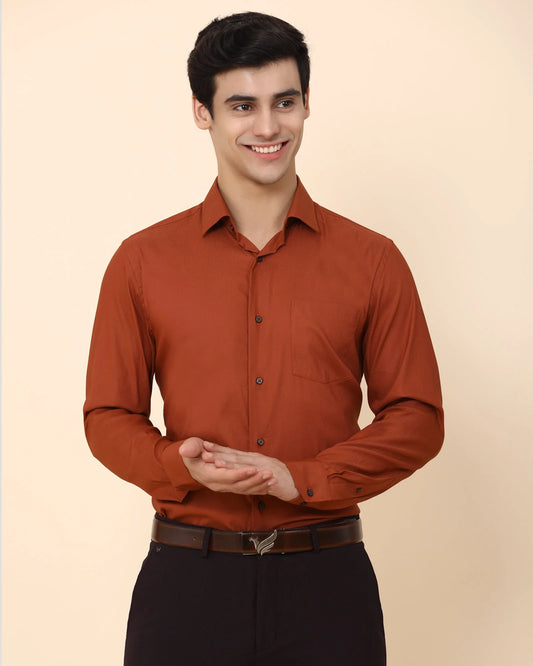 Solid formal shirt in rust color