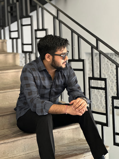 Formal checked black shirt